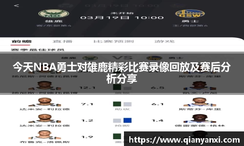 今天NBA勇士对雄鹿精彩比赛录像回放及赛后分析分享